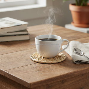 Posavasos de Ratán Ecológico Hecho a Mano en India, 4 Pulgadas, Acabado Natural Rústico, Decoración Redonda para Mesa de Cocina y Hogar - Product Image 5