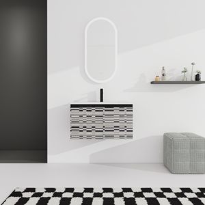 Mobile bagno sospeso da 30 pollici con lavabo in ceramica e anta con chiusura ammortizzata, kit di montaggio (KD) - Product Image 1
