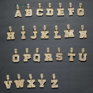 Pendentifs Lettres ABC en Cristal, Diamant de Laboratoire, Plaqué Or, Argent 925, Breloque Unisexe Hiphop, Usage Quotidien - Product Image 3