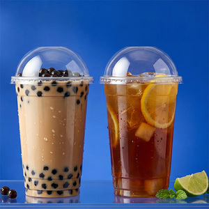 KEIFU Couvercle de tasse bombé transparent anti-déversement à ouverture facile 95 mm en plastique PET TW pour bubble tea et boissons - Product Image 3