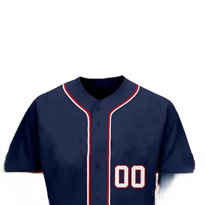 Uniforme de Béisbol Personalizado al por Mayor, Unisex, Azul Marino, Rojo y Blanco, con Botones al Frente, Corte Regular, para Toda Temporada, 100% Poliéster - Product Image 4