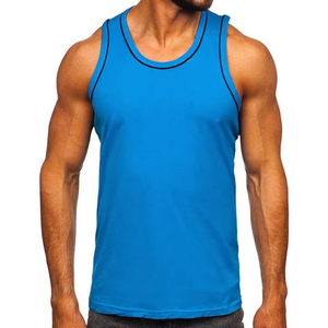Débardeur sans manches bleu pour homme, col rond, tricoté, couleur unie, respirant, style décontracté - Product Image 4