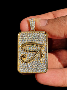 Pendentif œil de luxe en argent 925 plaqué or 22 carats avec diamant Moissanite, micro-pavé, style Iced Out, unisexe, pour usage quotidien - Product Image 6