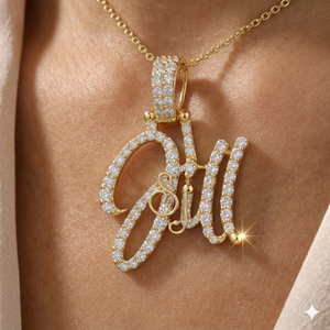จี้สร้อยคอทองคำแท้ 14K สไตล์ฮิปฮอปสุดเทรนดี้ ประดับเพชรแล็บโกรว์ ตัวอักษรภาษาอังกฤษแบบคัสตอม  พร้อมชื่อและอักษรตัวแรกตามสั่ง - Product Image 3