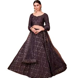 Dernière Designer Georgette Fil de Soie Broderie Séquence Travail Lehenga Choli Par Fab Zone - Product Image 1