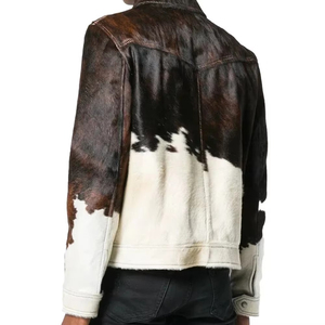 Chaqueta de Cuero de Piel de Vaca de Primera Calidad 2026, Chaqueta de Cuero Vintage con Estampado Animal para Hombre, en Venta - Product Image 3
