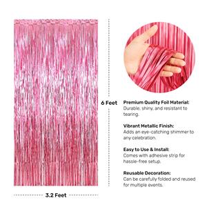 Kit de décoration d'anniversaire rose |   45 pièces de ballons à thème rose, rideaux en feuille d'aluminium et décoration de gâteau |   Décorations de fête d'anniversaire pour enfants et femmes - Product Image 5