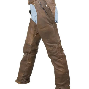 Chaps de moto en cuir marron de qualité supérieure Royal International pour hommes, équipement de protection robuste pour la conduite, pour motards, cowboys et équitation - Product Image 2