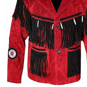 New Western Style Warm Red Black Genuine <b>Leather</b> Bomber Motorcycle <b>Jackets</b> Stylish Comfortable Long Sleeve Waterproof - Product Image 3