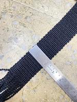 Ceinture rituelle vintage en rayonne viscose faite à la main, crochetée à la main, largeur 2 pouces, noir/blanc, Sprang Gartel, vente en gros d'usine
