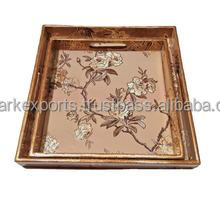 Vibrant Enamel Printed Serving Tray Set Multicolor <b>Decorative</b> Wooden Tray with Handles for Dining Table Home Decor Gift - Product Image 5