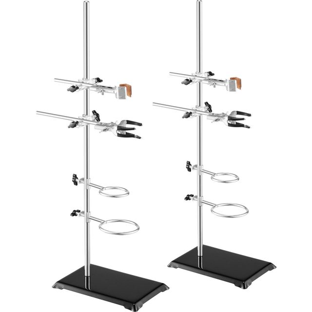 Steel Lab Stand 23.6 In Cast Iron Base Flask Clamps Burette Clamps Cross Clamps For Laboratory Use