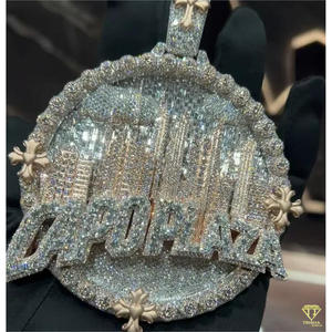 Collier pendentif hip-hop personnalisé plaqué rhodium avec finition haute brillance de laboratoire, cadeau - Product Image 2