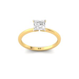 Anillo Solitario de Diamante Cultivado en Laboratorio con Corte Princesa de 104 Quilates, Chapado en Oro de 10K, Joyería Clásica Elegante y de Lujo para Mujer, Anillo de Compromiso - Product Image 5
