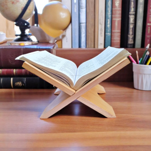 Soporte de libro plegable hecho a mano Rehal de madera Premium para Corán y lectura de la Biblia decoración de la habitación de oración ligero y portátil - Product Image 6