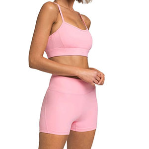 ชุดออกกำลังกายแบบสวมใส่สบาย สีพื้นและขนาดตามสั่ง ชุดออกกำลังกายดีไซน์ล่าสุด ชุดเซ็ต 2 ชิ้นสำหรับผู้หญิง - Product Image 1