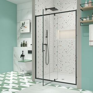 Porta Doccia Scorrevole in Vetro Temperato SGCC da 32-36 Pollici di Larghezza x 72 Pollici di Altezza, con Telaio Nero Opaco e Design Elegante - Product Image 3