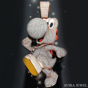 Colgante de plata de ley 925 chapado en oro amarillo con diamante de moissanita, estilo hip hop, con efecto helado, para hombre y mujer, con certificado GRA. - Product Image 4