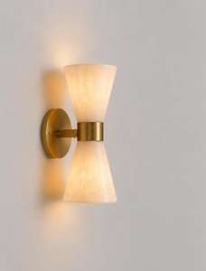 Modern Brass <b>Wall</b> <b>Sconce</b> Geometric Marble Design Indoor <b>Lighting</b> Fixture Living Room Home Decor - Product Image 2
