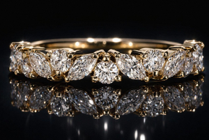 Marquise Lab Grown Diamond Half Eternity Band <b>Stacking</b> Wedding Engagement Rose Gold <b>Silver</b> Luxury Diamond <b>Ring</b> - Product Image 6