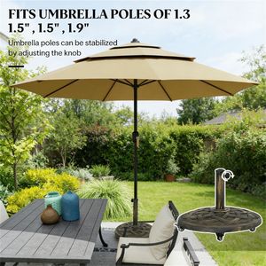 Bronze Outdoor <b>Umbrella</b> <b>Stand</b> Circular <b>Base</b> Only for Patio <b>Umbrellas</b> for Balcony Courtyard or Outdoor Spaces - Product Image 2