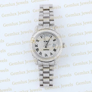 Diseño de lujo Iced Out D VVS Moissanite Diamond Roman Dial Pass Diamond Tester Hombres Hip Hop Diamond Watch - Product Image 1