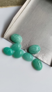Amazonite naturelle ovale cabochon, dos plat lisse, pierre précieuse en vrac 10x12mm, amazonite bleu-vert calibrée pour bijoux DIY - Product Image 5