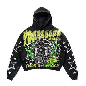 Sweat à capuche surdimensionné pour homme, design personnalisé, impression graphique DTG, détails déchirés et bords bruts en tissu French Terry. - Product Image 6