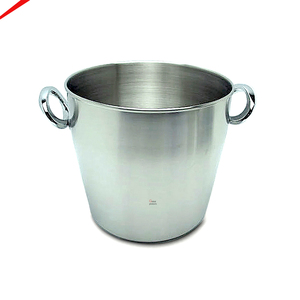 Seau à vin décoratif en métal, forme ronde, refroidisseur à vin en métal argenté, forme ronde, avec poignée - Product Image 1