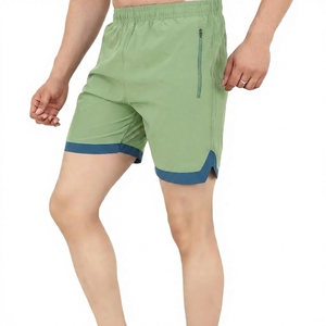Shorts en maille respirante personnalisés avec logo pour hommes, pour la gym, le sport, la course à pied, de haute qualité, décontractés, avec poche zippée - Product Image 2