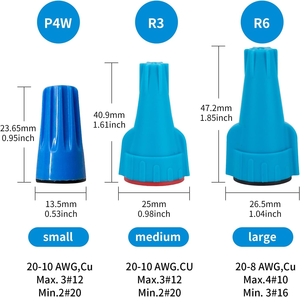 P3W,P4W R3Type Capuchons d'écrous étanches AWG 12-22 Twist Nuts Connecteur <span class=keywords><strong>de</strong></span> borne <span class=keywords><strong>de</strong></span> câble pour installation électrique dans des endroits humides - Product Image 2