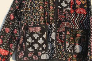 Chaqueta Kantha hecha a mano India Chaqueta reversible Chaqueta Kantha Vintage para mujer - Product Image 3