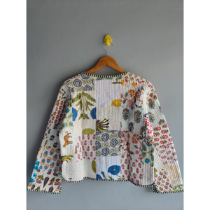 Women's Embroidered Floral Kantha Vest Cotton Waistcoat Button Front <b>Patchwork</b> <b>Jacket</b> With Pockets for Winter gift for her - Product Image 6
