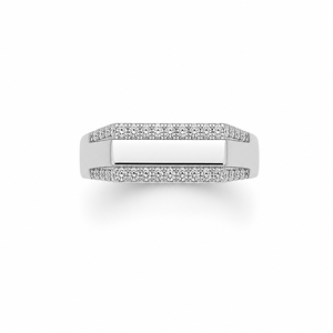 Bague Chevalière Homme en Argent Sterling 925 avec Pavé de Diamants, Design Géométrique Moderne, Finition Poli Miroir, Idéale pour Mariage, Fête, Usage Quotidien, Cadeau - Product Image 2