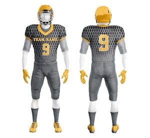 Conjunto de Uniforme de Fútbol Americano para Hombre, Negro y Amarillo, Impresión Sublimada, Absorbente de Humedad, Ajustado, Manga Corta, para Todas las Temporadas - Product Image 2