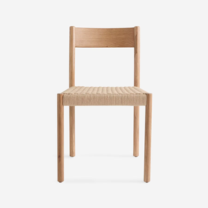 Silla Lateral Moderna y Sostenible de Madera de Fresno con Asiento de Cuerda Tejida Natural - Product Image 1