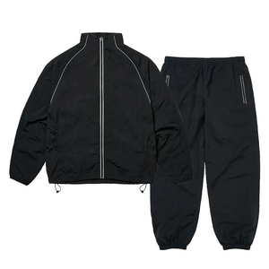 Waterproof Crinkle Cotton Acid Wash Windbreaker Hooded Eco-Friendly Tracksuit Net Lining Piping Adjustment <b>String</b> Men Sports - Product Image 1