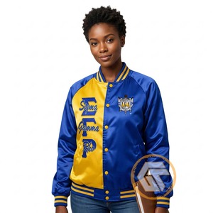 Chaqueta Universitaria Personalizada de Satén Bordada Sigma Gamma Rho, Acolchada, de Alta Calidad, Transpirable, 100% Seda, para Otoño - Product Image 2