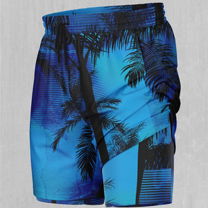Shorts de surf et de plage élastiques à séchage rapide pour hommes, imprimés, pour le fitness, vente en gros, avec motif planche de surf, teinture unie - Product Image 6
