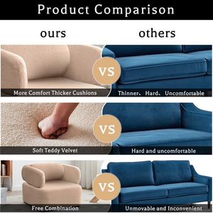 Mid Century Teddy Velvet Reading Armchair Accent Chair with Thickened Cushions and Upholstered Padded Seat for Living Room - Product Image 4