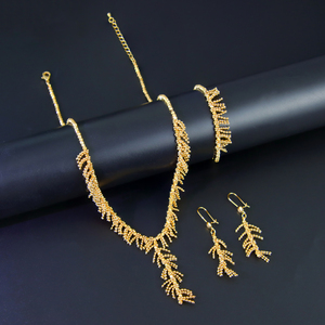 Exclusivo Juego de Joyería Vintage, Chapado en Oro de 21k, Diseño de Espigas de Trigo, Juego de Joyería para Boda, Regalo para Mujer - Product Image 1