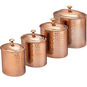 Boîte de rangement décorative artisanale en cuivre avec couvercle, récipient de cuisine pour thé, café, sucre, sel, épices, aliments secs, pot organisateur - Product Image 3