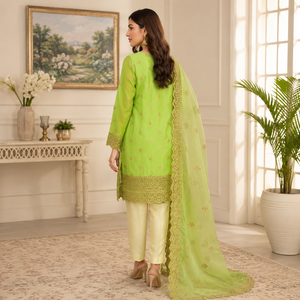 Ensemble de 3 pièces pour femmes, exclusif, brodé, en tissu lawn, coupe classique, toutes saisons, style indien/pakistanaise - Product Image 2
