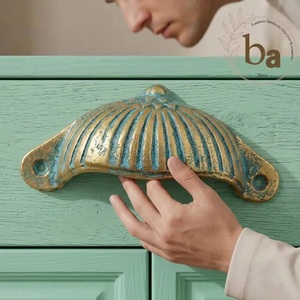 <b>Rustic</b> Cast Iron Oval Shape Drawer Handle Turquoise Patina for Bedroom Dining Home Office Cabinets-Industrial Design Durable - Product Image 5