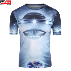 Camiseta de Manga Corta para Hombre INDEX, Cuello Redondo, Corte Ajustado, Secado Rápido, Poliéster, Estampado Espacial de OVNI, Informal, Deportiva, Largo Regular - Product Image 1