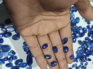 Pierres précieuses facettées en lapis-lazuli bleu faites à la main, pierres naturelles ovales, fournitures de fabrication de bijoux en gros - Product Image 2