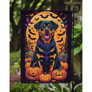 Rottweiler Witchy Halloween Garden Flag Multicolor Buzón Decorativo Patio Banner para Patio Obra DE ARTE Camas de flores-Tamaño de jardín - Product Image 3