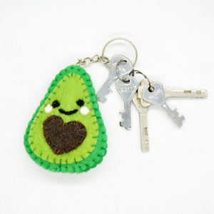 Premium Handmade Wool Felt Light Keychain | Artisan Crafted Eco-Friendly Avocado Shape Pattern <b>Keyring</b> - Product Image 5
