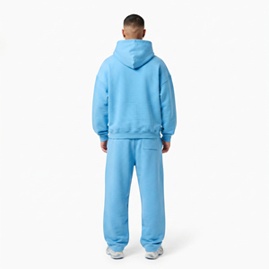 Men's Fleece Tracksuit Long Sleeve <b>Drop</b> Shoulder Sweat Tracksuit Casual Drawstring Waist Pullover Baggy Oversize Tracksuit Men's - Product Image 2