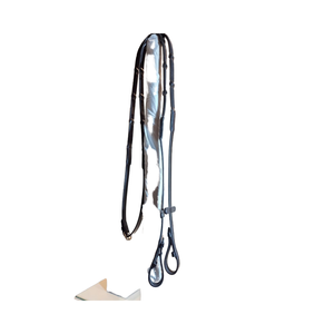 Riendas ecuestres de goma y cuero de alta calidad para montar a caballo con logotipo personalizado - Product Image 1